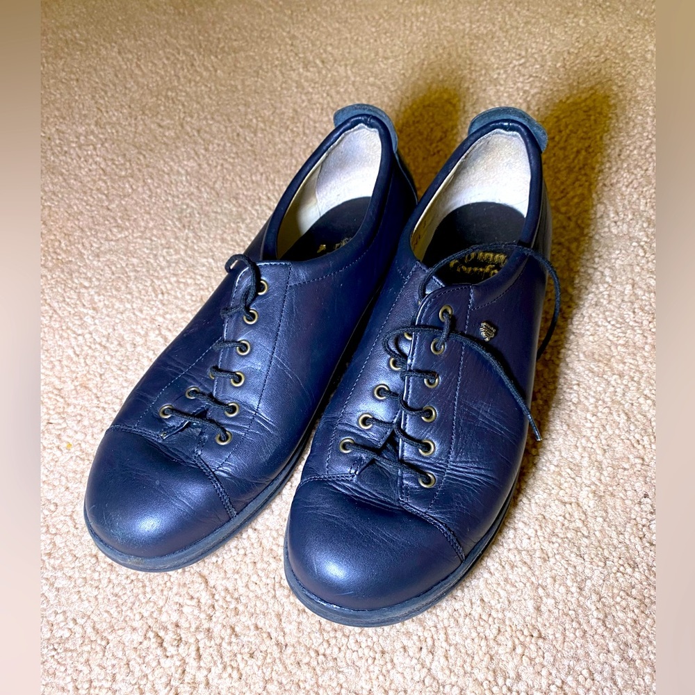 EUC Finn Comfort Ems Lace Up Black Leather Comfort Anatomical Orthopedic Shoe
